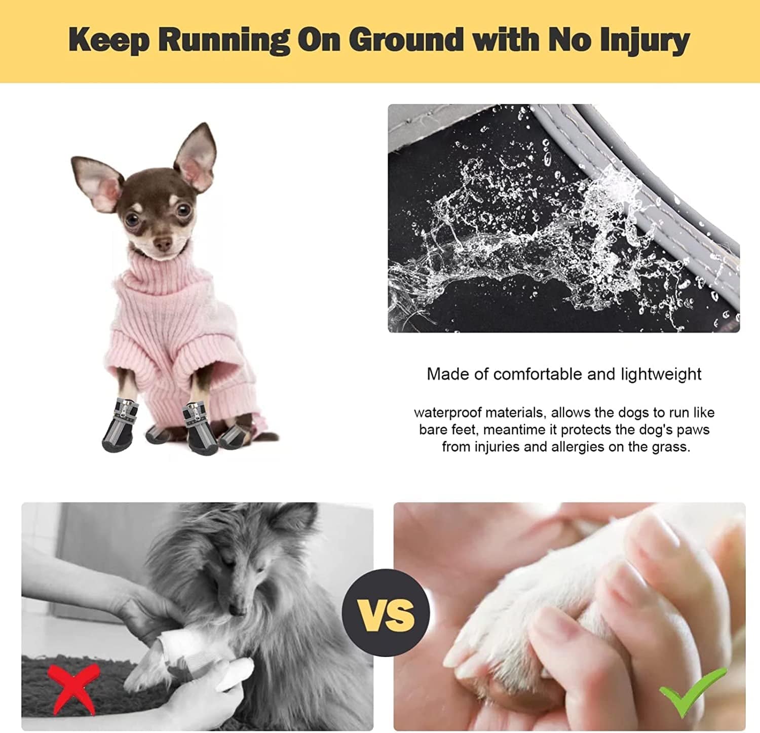 Dog Shoes for Hot Pavement Small Dogs, Dog Booties for Outdoor/Running/Hiking/Hot Pavement, Dog Boots Paw Protectors, Straps, Non-Slip, 4Pcs Animals & Pet Supplies > Pet Supplies > Dog Supplies > Dog Apparel WISYME   