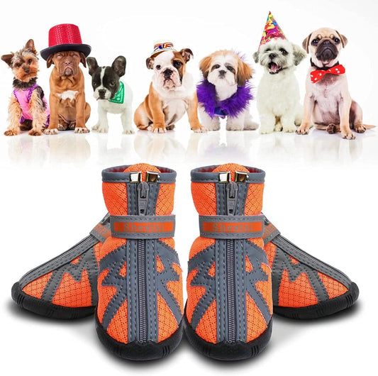 Dog Shoes for Hot Pavement Small Dogs, Dog Booties for Outdoor/Running/Hiking/Hot Pavement, Dog Boots Paw Protectors, Straps, Non-Slip, 4Pcs Animals & Pet Supplies > Pet Supplies > Dog Supplies > Dog Apparel WISYME 5  