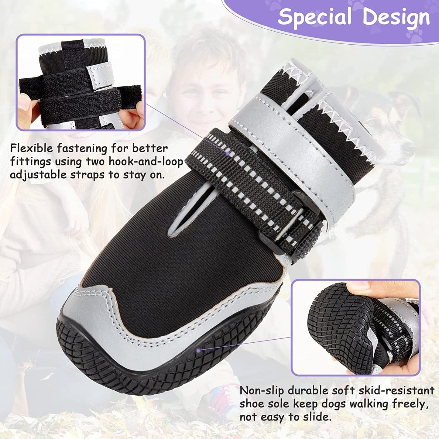 Dog Shoes for Large Dogs Dog Boots for Hot Pavement Waterproof Puppy Snow Shoes Paw Protector for Hiking with Reflective Straps Pet Dog Booties for Hiking 4PCS Animals & Pet Supplies > Pet Supplies > Dog Supplies > Dog Apparel KEIYALOE   