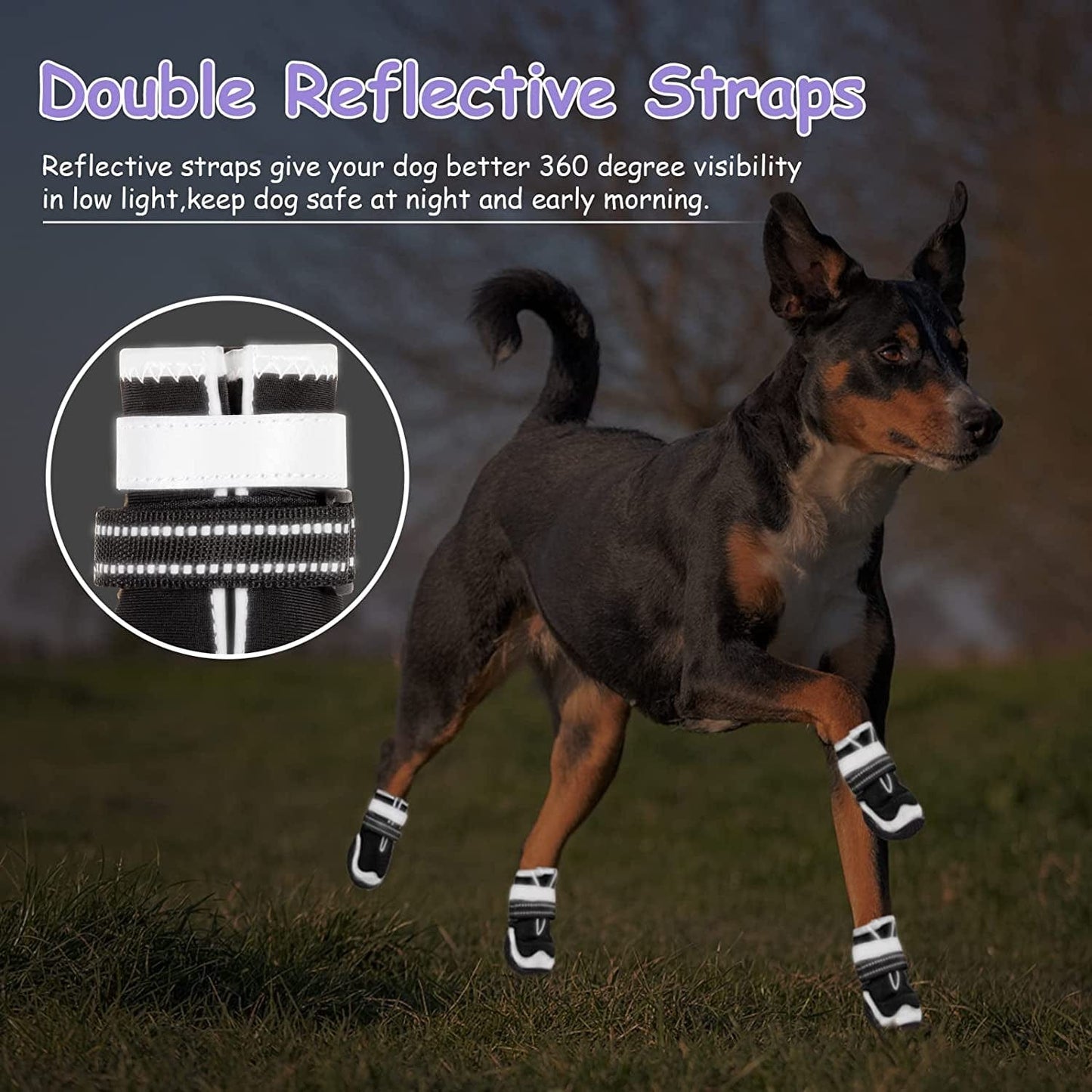 Dog Shoes for Large Dogs Dog Boots for Hot Pavement Waterproof Puppy Snow Shoes Paw Protector for Hiking with Reflective Straps Pet Dog Booties for Hiking 4PCS Animals & Pet Supplies > Pet Supplies > Dog Supplies > Dog Apparel KEIYALOE   
