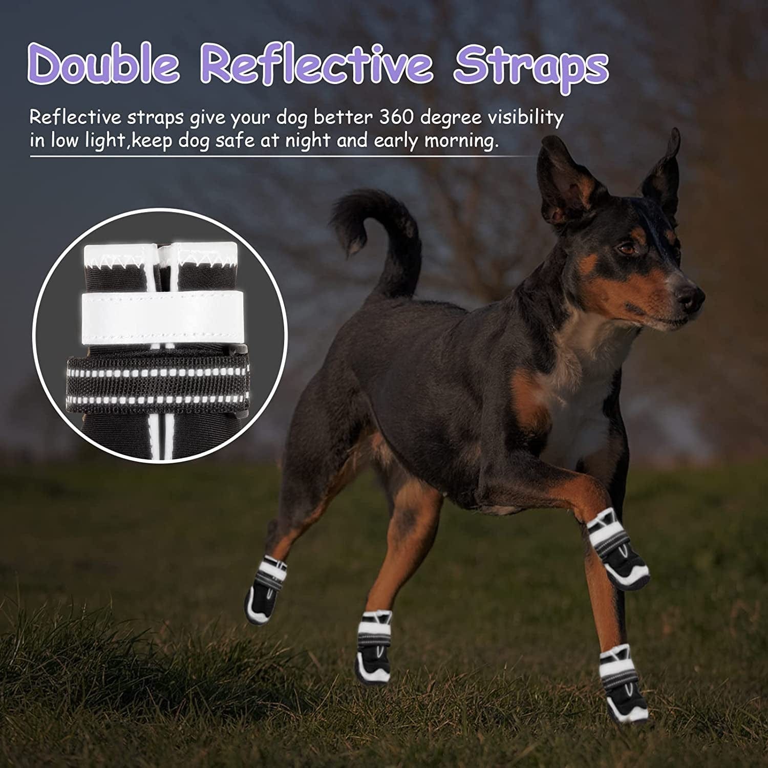 Dog Shoes for Large Dogs Dog Boots for Hot Pavement Waterproof Puppy Snow Shoes Paw Protector for Hiking with Reflective Straps Pet Dog Booties for Hiking 4PCS Animals & Pet Supplies > Pet Supplies > Dog Supplies > Dog Apparel KEIYALOE   