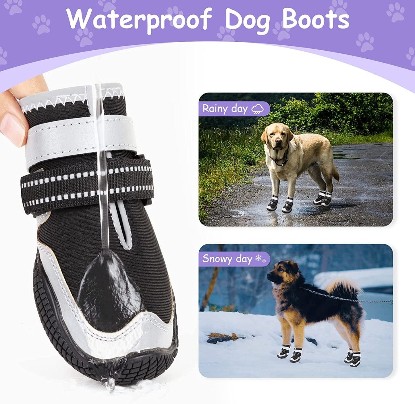 Dog Shoes for Large Dogs Dog Boots for Hot Pavement Waterproof Puppy Snow Shoes Paw Protector for Hiking with Reflective Straps Pet Dog Booties for Hiking 4PCS Animals & Pet Supplies > Pet Supplies > Dog Supplies > Dog Apparel KEIYALOE   