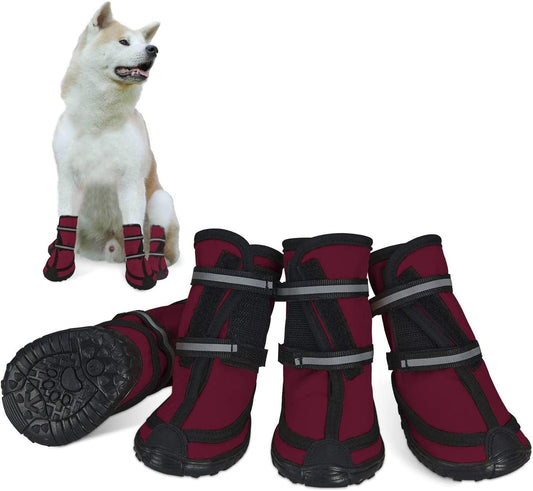 Dog Shoes for Large Dogs Winter Snow Dog Booties with Adjustable Straps Rugged Anti-Slip Sole Paw - Sports Running Hiking Pet Dog Boots Protectors Comfortable Fit for Medium Large Dog (S, Red) Animals & Pet Supplies > Pet Supplies > Dog Supplies > Dog Apparel Dociote Red S(Width 1.81in) 