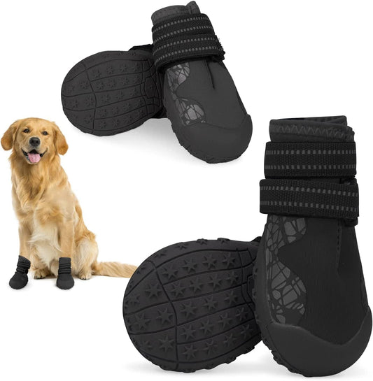 Dog Shoes for Large Medium Dogs, Waterproof Dog Booties with Reflective Strap anti Slip Rubber Sole - Comfortable Dog Hiking Boots Paw Protectors for Walking Jogging Indoor Outdoor Hardwood Floor Animals & Pet Supplies > Pet Supplies > Dog Supplies > Dog Apparel Dociote Black #5 (Width: 2.35" ; Length: 3.15") 