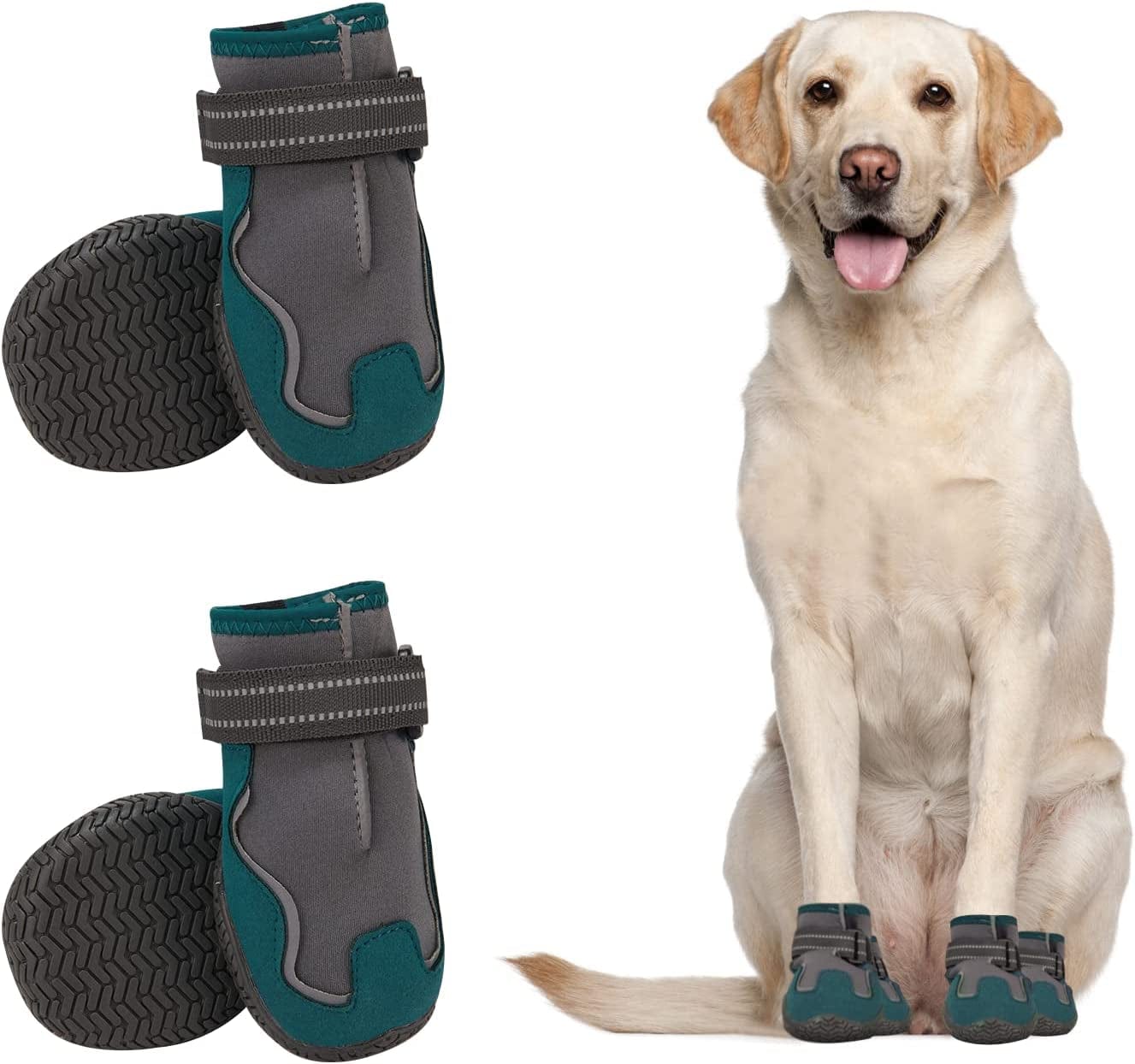 Dog Shoes for Large Medium Dogs, Waterproof Dog Booties with Reflective Strap anti Slip Rubber Sole - Comfortable Dog Hiking Boots Paw Protectors for Walking Jogging Indoor Outdoor Hardwood Floor Animals & Pet Supplies > Pet Supplies > Dog Supplies > Dog Apparel Dociote Dark Grey #5 (Width: 2.35" ; Length: 3.15") 