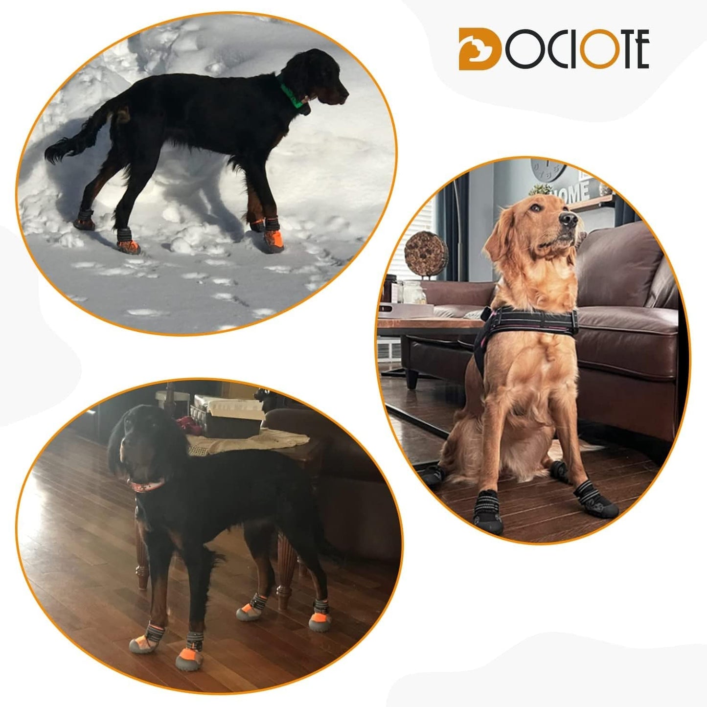 Dog Shoes for Large Medium Dogs, Waterproof Dog Booties with Reflective Strap anti Slip Rubber Sole - Comfortable Dog Hiking Boots Paw Protectors for Walking Jogging Indoor Outdoor Hardwood Floor Animals & Pet Supplies > Pet Supplies > Dog Supplies > Dog Apparel Dociote   