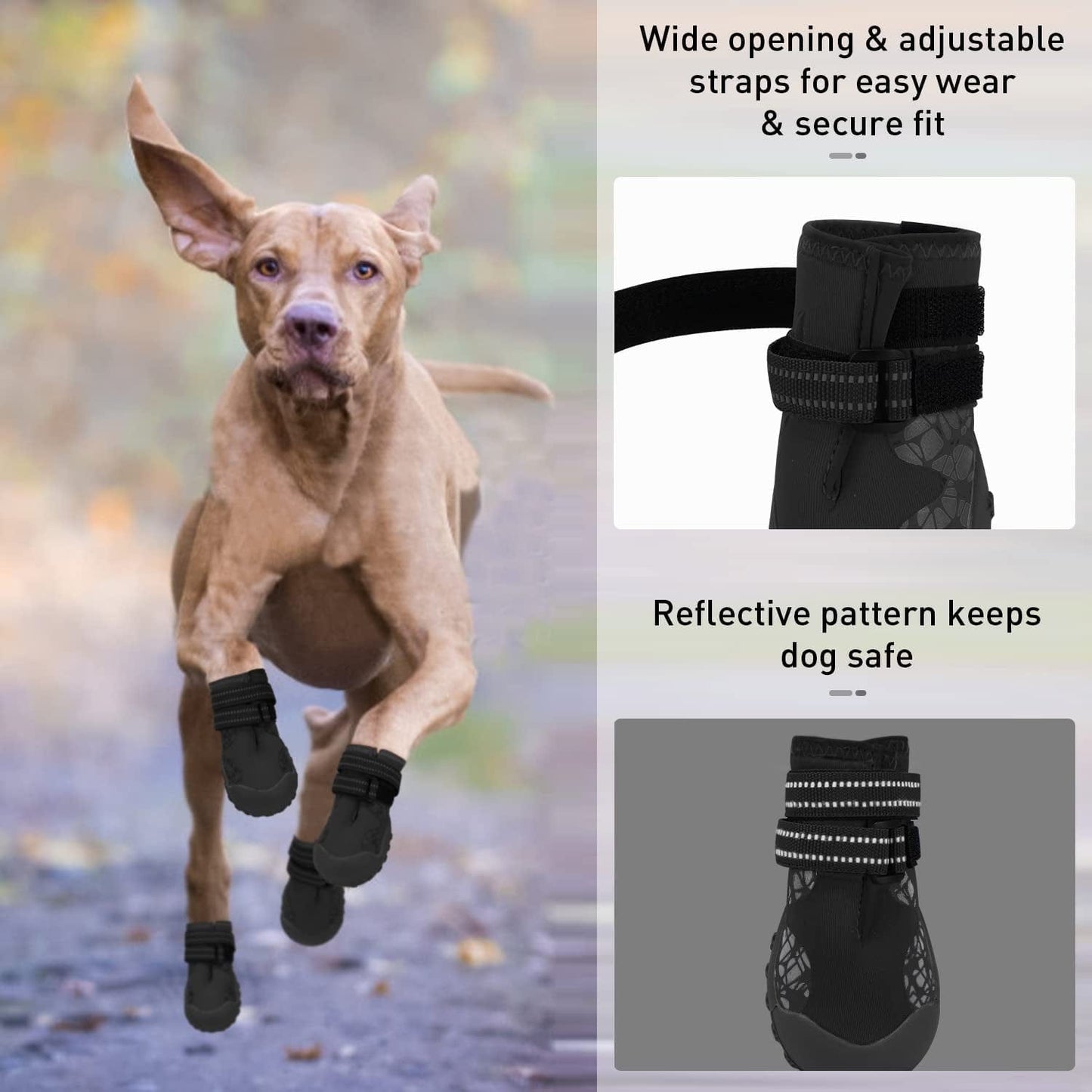 Dog Shoes for Large Medium Dogs, Waterproof Dog Booties with Reflective Strap anti Slip Rubber Sole - Comfortable Dog Hiking Boots Paw Protectors for Walking Jogging Indoor Outdoor Hardwood Floor Animals & Pet Supplies > Pet Supplies > Dog Supplies > Dog Apparel Dociote   