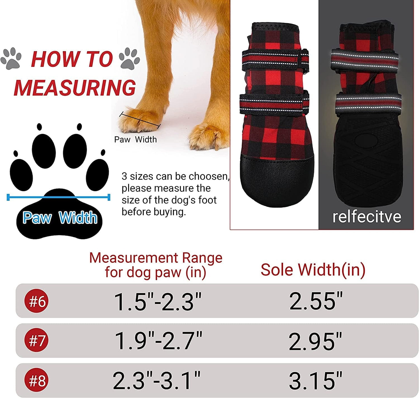 Dog Shoes for Medium, Large Dogs Waterproof Reflective Adjustable Winter Dog Boots, Anti-Slip Rain/Snow Outdoor Warm Dog Shoes Paw Protector for Running, Hiking, Walking,Etc. Animals & Pet Supplies > Pet Supplies > Dog Supplies > Dog Apparel FLYSTAR   