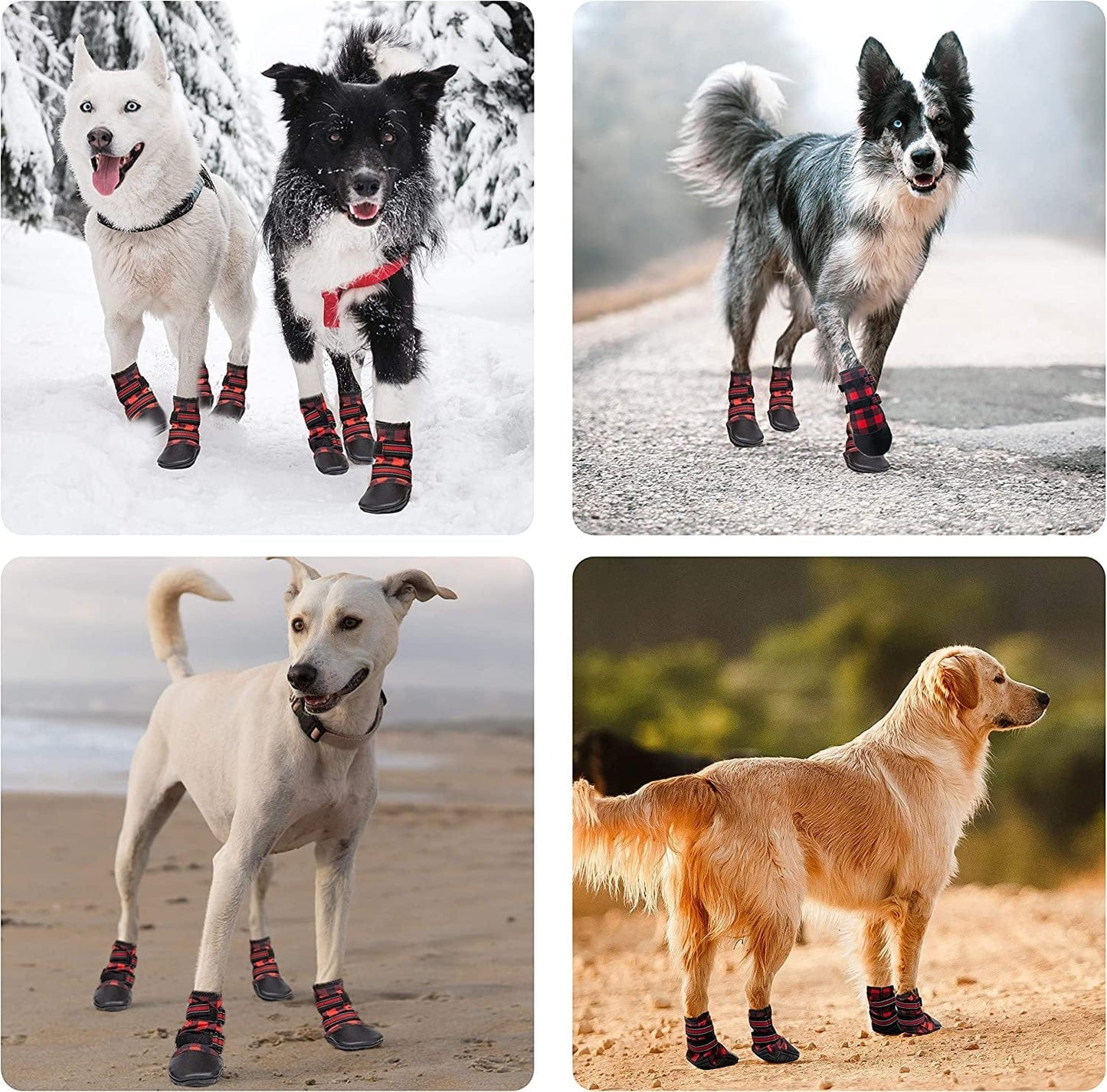 Dog Shoes for Medium, Large Dogs Waterproof Reflective Adjustable Winter Dog Boots, Anti-Slip Rain/Snow Outdoor Warm Dog Shoes Paw Protector for Running, Hiking, Walking,Etc. Animals & Pet Supplies > Pet Supplies > Dog Supplies > Dog Apparel FLYSTAR   