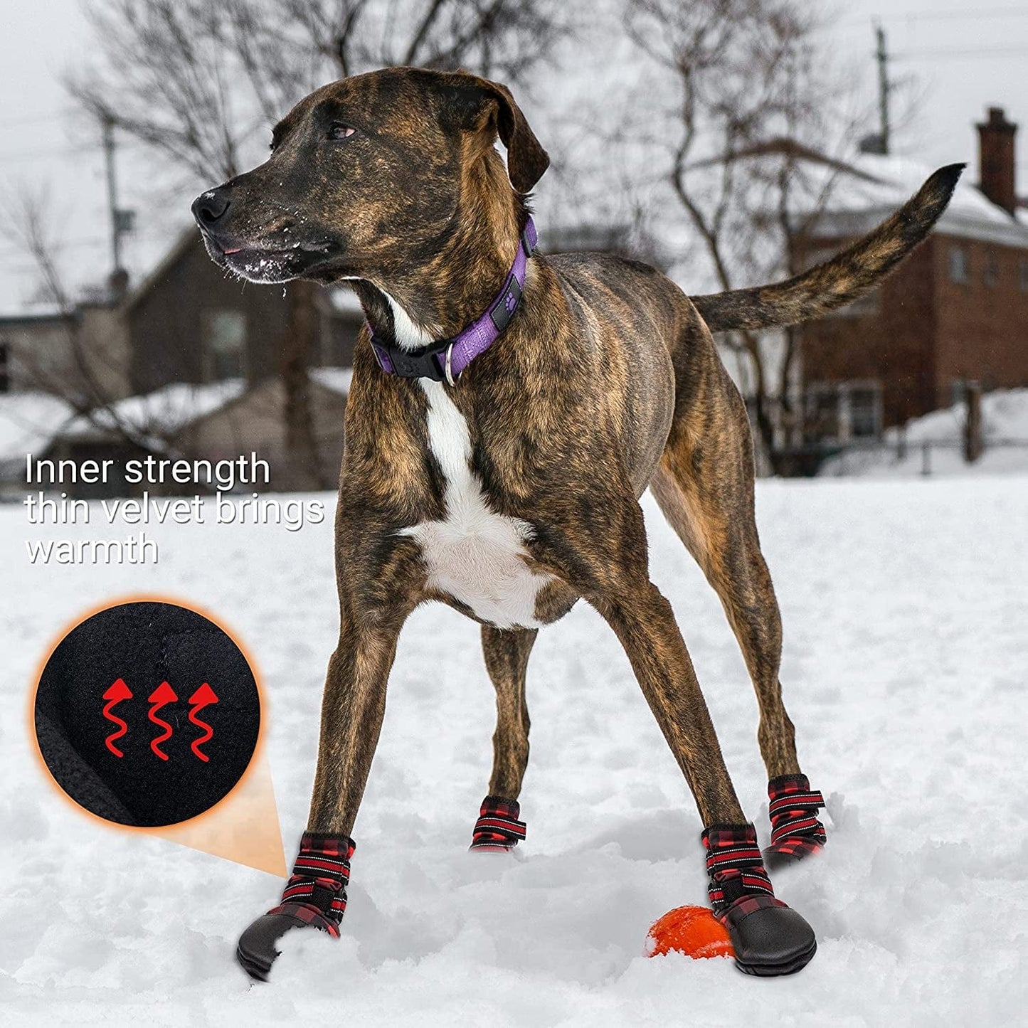 Dog Shoes for Medium, Large Dogs Waterproof Reflective Adjustable Winter Dog Boots, Anti-Slip Rain/Snow Outdoor Warm Dog Shoes Paw Protector for Running, Hiking, Walking,Etc. Animals & Pet Supplies > Pet Supplies > Dog Supplies > Dog Apparel FLYSTAR   