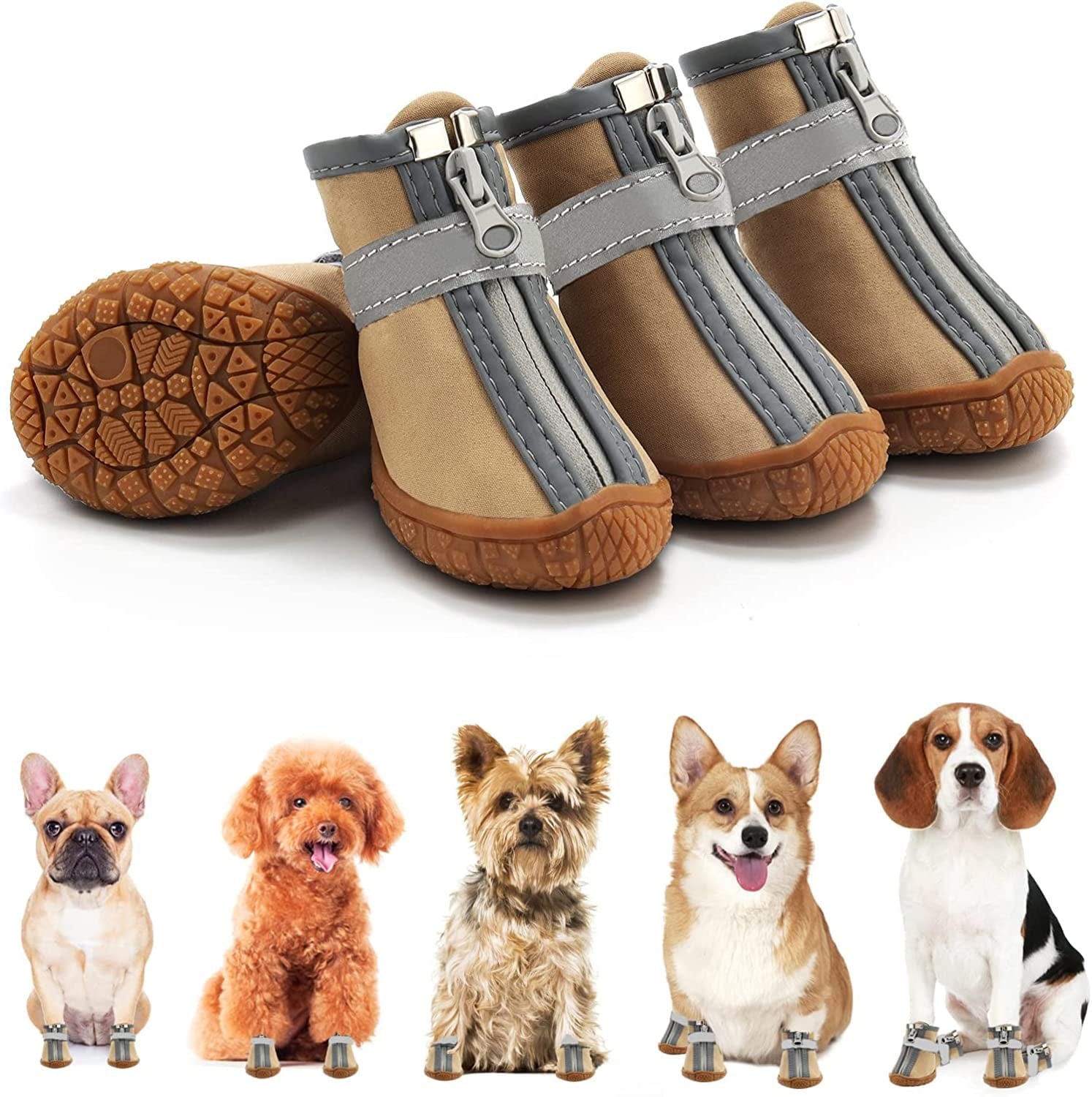 Dog Shoes, Waterproof Dog Boots, Small Dog Paw Protection Shoes With  Non-slip Sole, Breathable Sandals For Small Dogs (4 Pieces)