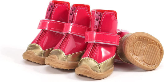 Dog Shoes for Small Dogs Boots for Hot Pavement Winter Snow Booties for Puppy with Reflective Strip Anti-Slip Rubber Sole 4PC (Pink-4# 1.63 X 2.06’’(W*L)) Animals & Pet Supplies > Pet Supplies > Dog Supplies > Dog Apparel SETSBO PINK-4# 1.63 x 2.06’’’’(W*L)  