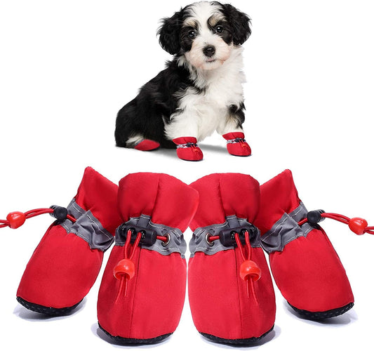 Dog Shoes for Small Medium Dogs and Puppy Paw Protectors Snow Winter Boots Anti-Slip Red-6 Animals & Pet Supplies > Pet Supplies > Dog Supplies > Dog Apparel Dolebean Red size 6: 1.77"(Width) 