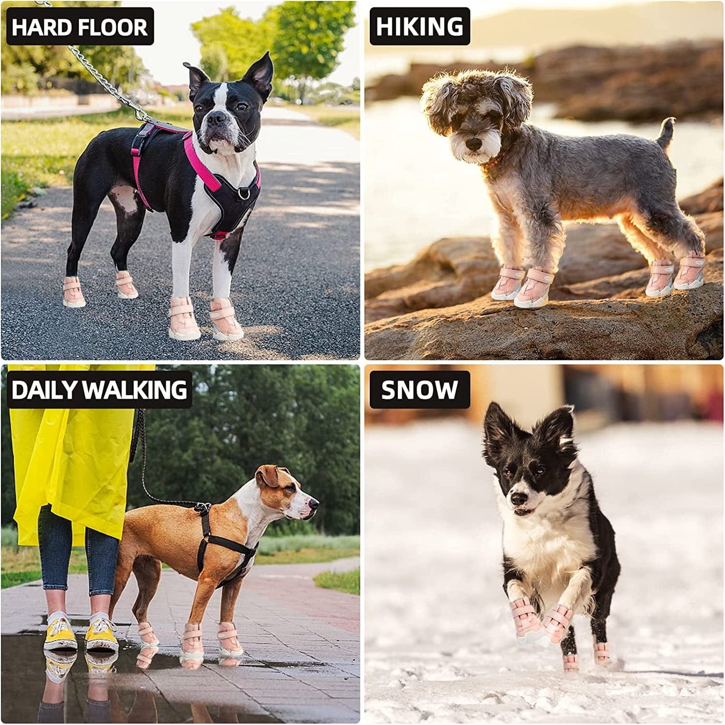 Dog Shoes for Small Medium Large Dogs Boots for Winter Snow Hot Pavement, Breathable Dog Sneakers, Dog Booties Paw Protectors for Hiking and Running with Reflective Strip Anti-Slip Sole 4Pcs Animals & Pet Supplies > Pet Supplies > Dog Supplies > Dog Apparel AOKOWN   
