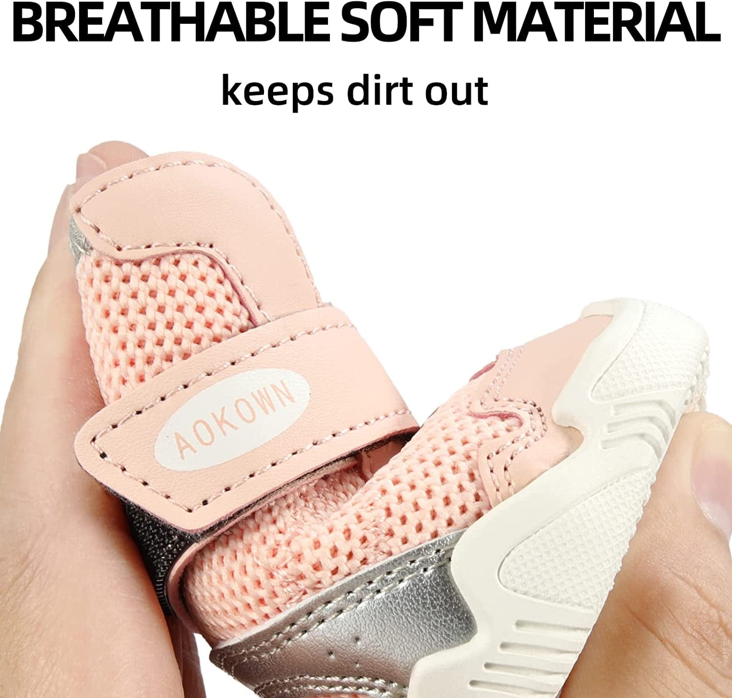 Dog Shoes for Small Medium Large Dogs Boots for Winter Snow Hot Pavement, Breathable Dog Sneakers, Dog Booties Paw Protectors for Hiking and Running with Reflective Strip Anti-Slip Sole 4Pcs Animals & Pet Supplies > Pet Supplies > Dog Supplies > Dog Apparel AOKOWN   