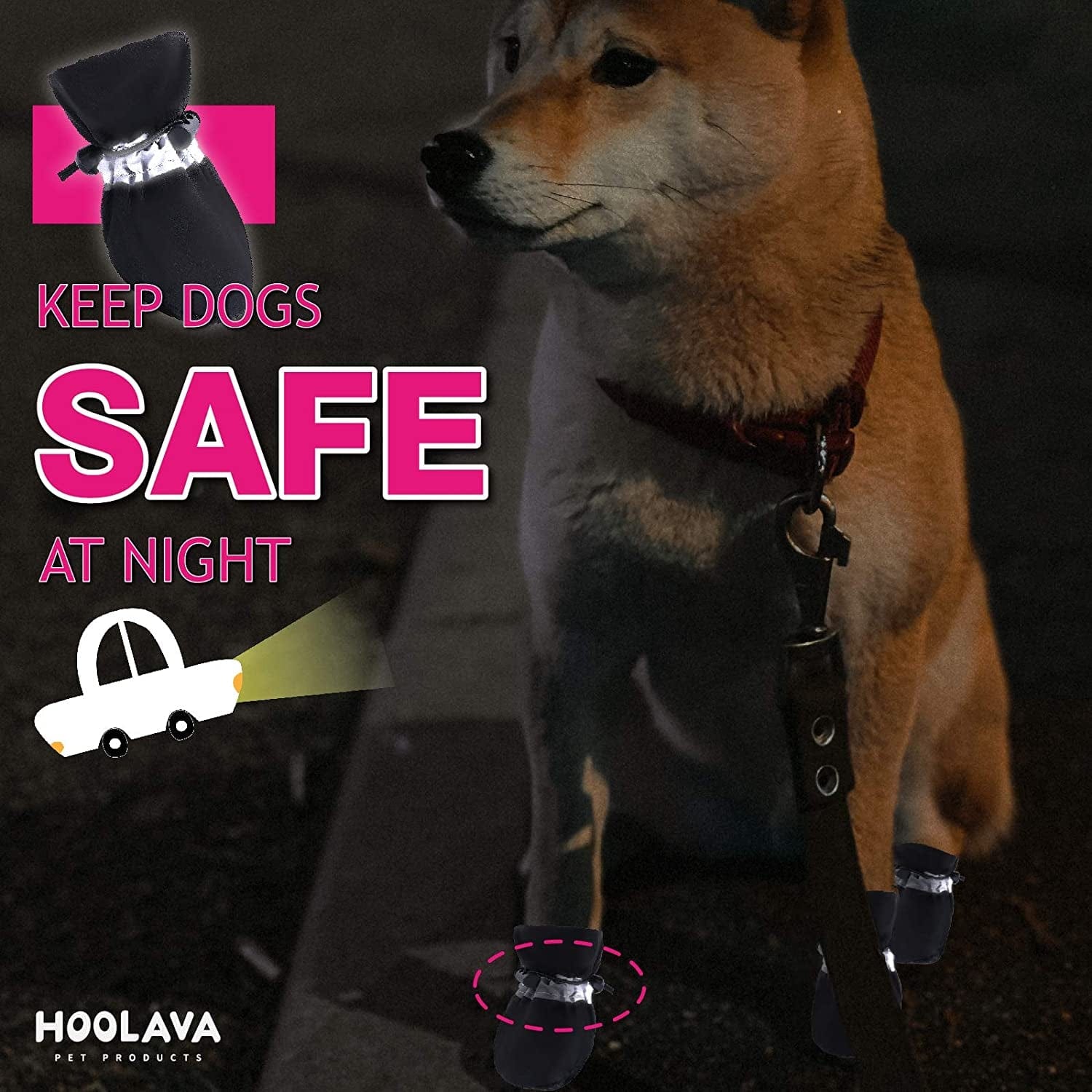 Dog Shoes for Winter, Dog Booties with Reflective Straps for Hot Pavement, Anti-Slip Dog Boots and Paw Protector for Small Medium Dogs 4PCS Animals & Pet Supplies > Pet Supplies > Dog Supplies > Dog Apparel HOOLAVA   