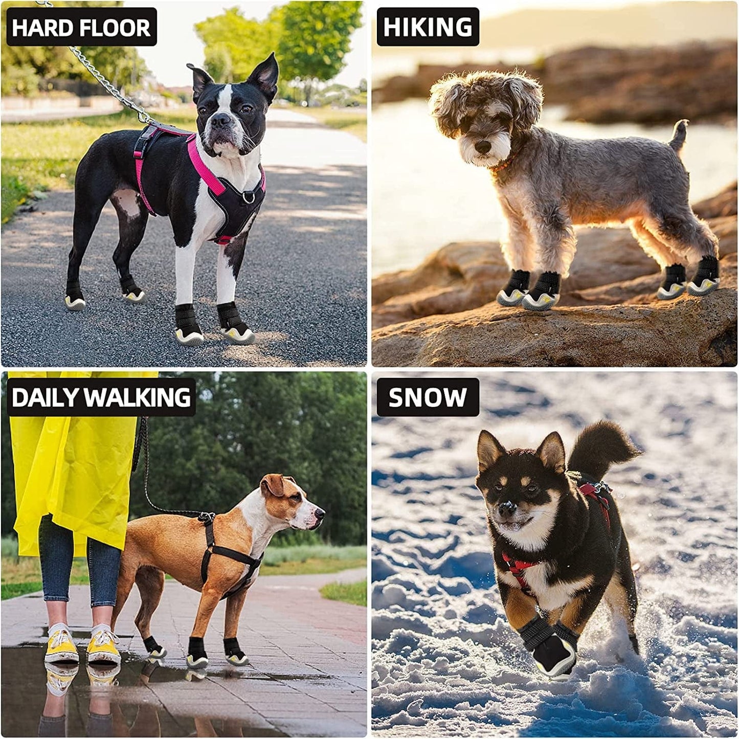 Dog Shoes for Winter Snow Hot Pavement, Dog Boots & Paw Protector, Dog Booties for Small Dogs with Reflective Strip Anti-Slip Sole 4Pcs Animals & Pet Supplies > Pet Supplies > Dog Supplies > Dog Apparel AOKOWN   