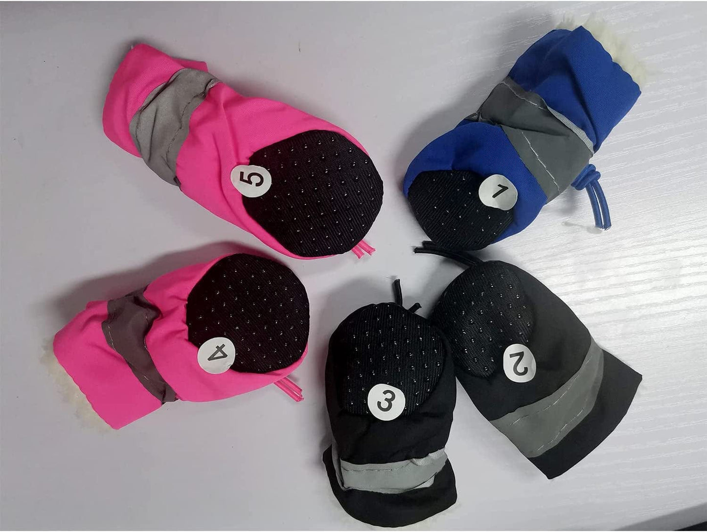 Dog Shoes Paw Protector - 4 Pcs Dogs Boots with Reflective Straps Anti-Slip Rubber Pet Booties Waterproof Winter Snow for Small Medium Size Dogs (Blue 3) Animals & Pet Supplies > Pet Supplies > Dog Supplies > Dog Apparel VITSOLE   