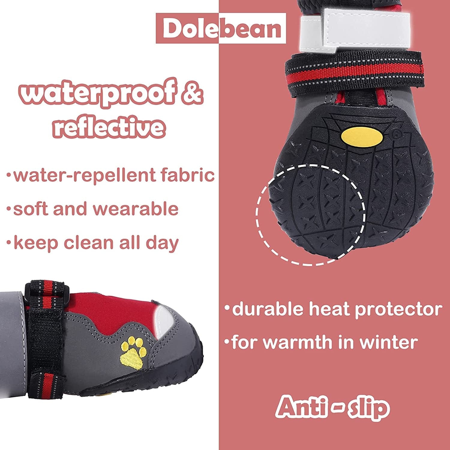 Dog Shoes Paw Protectors Waterproof Boots for Large Medium Dogs Summer Hot Pavement Hardwood Floors Anti-Slip Red 03 Animals & Pet Supplies > Pet Supplies > Dog Supplies > Dog Apparel Dolebean   