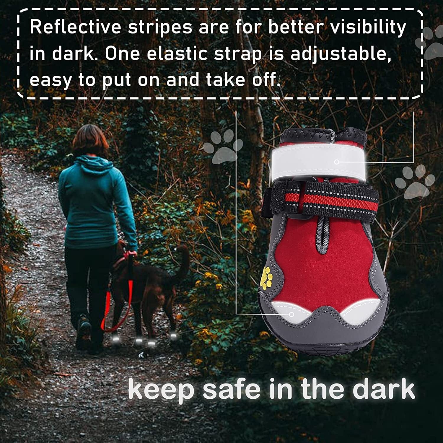 Dog Shoes Paw Protectors Waterproof Boots for Large Medium Dogs Summer Hot Pavement Hardwood Floors Anti-Slip Red 03 Animals & Pet Supplies > Pet Supplies > Dog Supplies > Dog Apparel Dolebean   