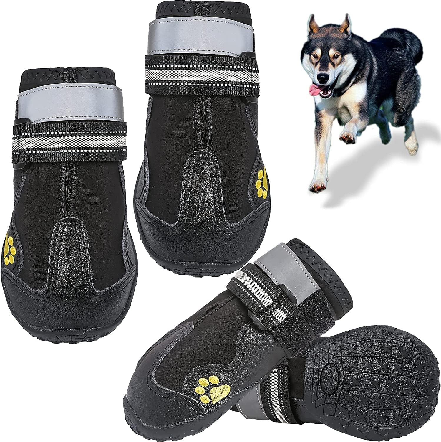 Dog Shoes Paw Protectors Waterproof Boots for Large Medium Dogs Summer Hot Pavement Hardwood Floors Anti-Slip Red 03 Animals & Pet Supplies > Pet Supplies > Dog Supplies > Dog Apparel Dolebean Black-2 size 3: 2.1"(Width) 