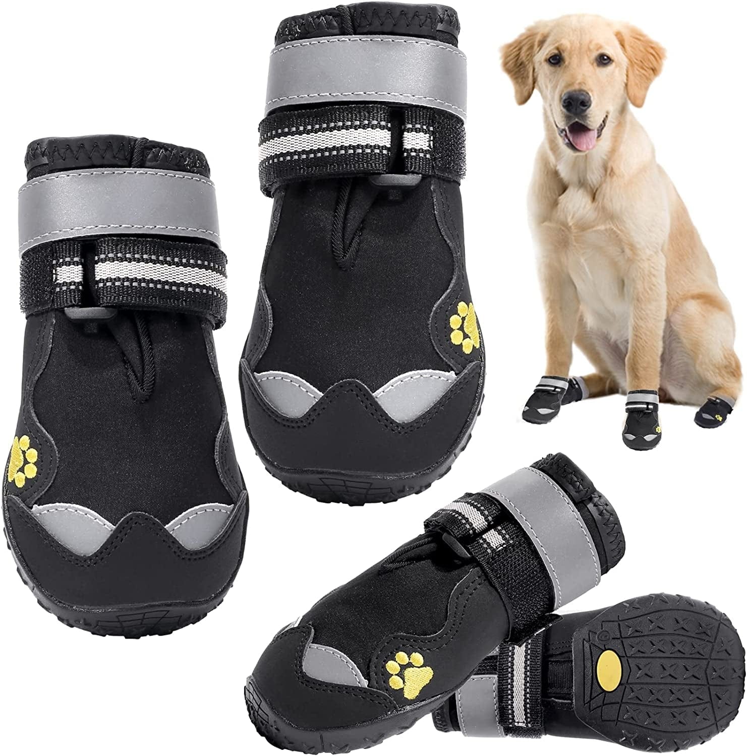 Dog Shoes Paw Protectors Waterproof Boots for Large Medium Dogs Summer Hot Pavement Hardwood Floors Anti-Slip Red 03 Animals & Pet Supplies > Pet Supplies > Dog Supplies > Dog Apparel Dolebean Black-1 size 3: 2.1"(Width) 