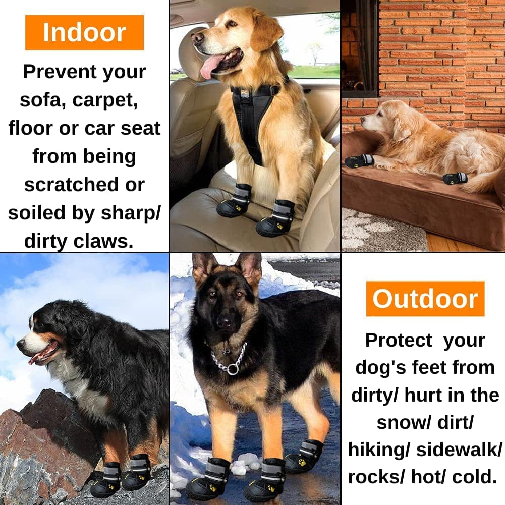 Dog Snow Boots Dog Shoes for Medium Large Dogs Dog Booties for Winter Waterproof Dog Boots & Paw Protectors Dog Winter Boots with Adjustable Reflective Straps Durable Anti-Slip Shoes for Dogs Animals & Pet Supplies > Pet Supplies > Dog Supplies > Dog Apparel Teamoo   