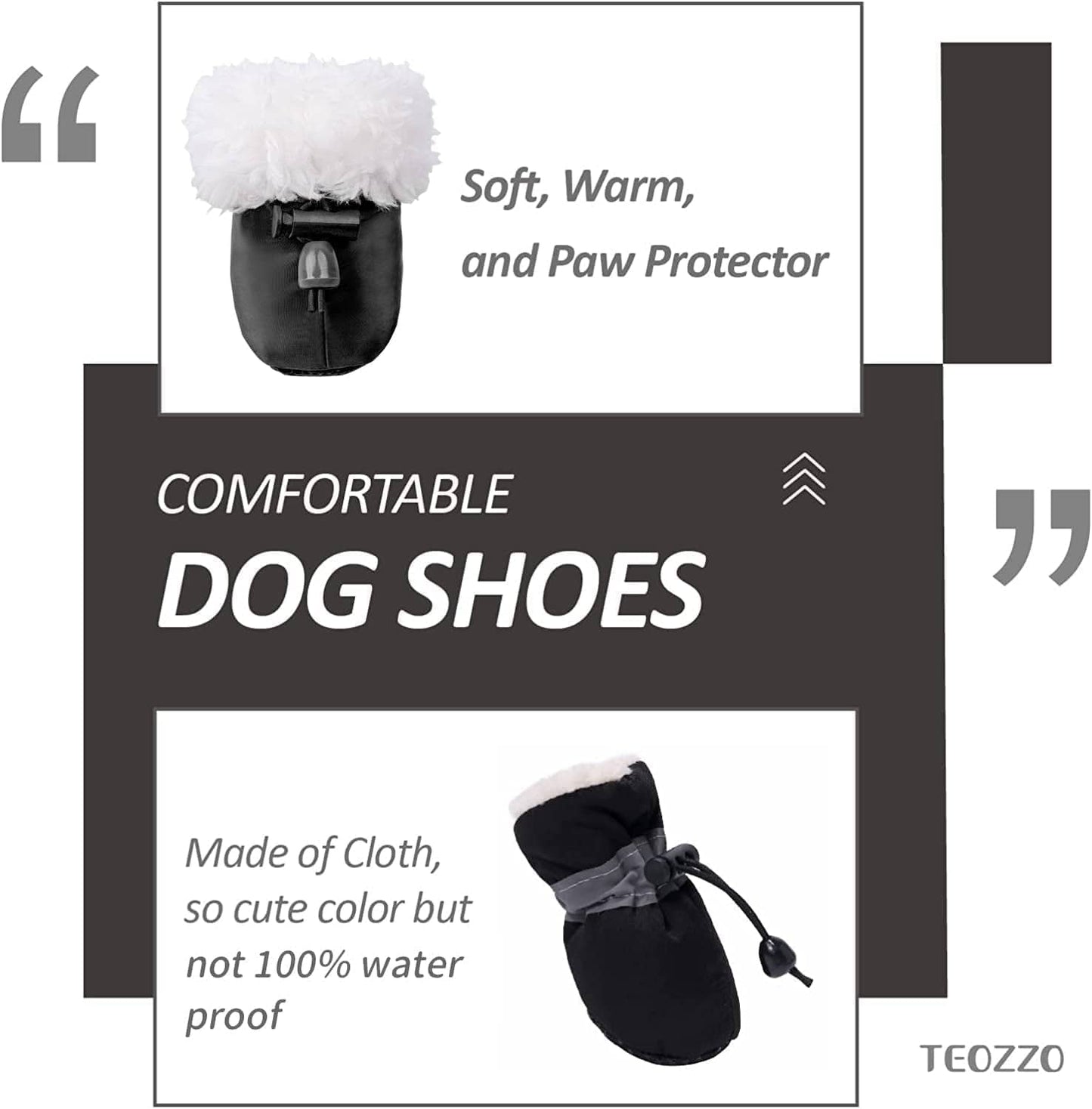 Dog Snow Boots Dog Shoes for Small Medium Size Dogs Booties Paw Protector Warm Pet Boots for Puppies 4Pcs Animals & Pet Supplies > Pet Supplies > Dog Supplies > Dog Apparel TEOZZO   