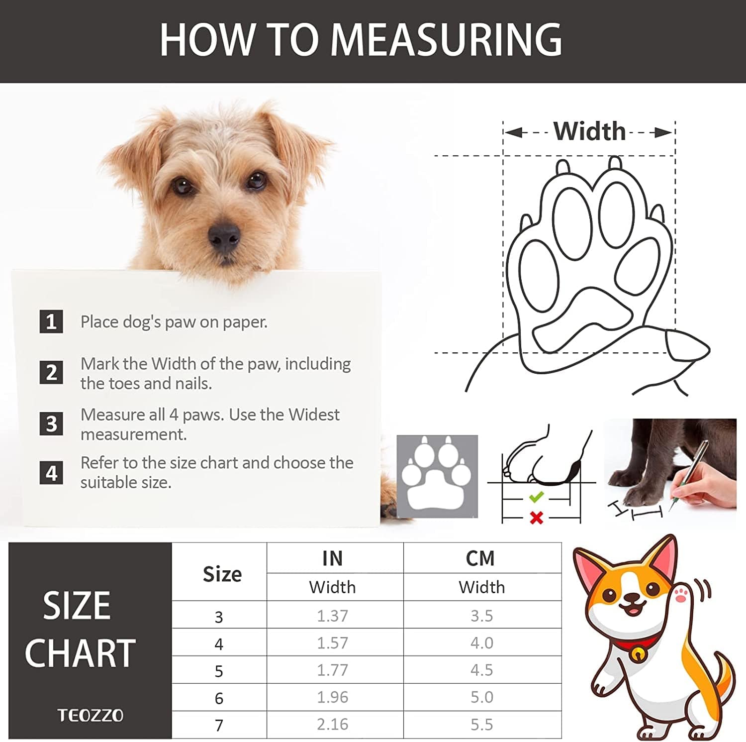 Dog Snow Boots Dog Shoes for Small Medium Size Dogs Booties Paw Protector Warm Pet Boots for Puppies 4Pcs Animals & Pet Supplies > Pet Supplies > Dog Supplies > Dog Apparel TEOZZO   