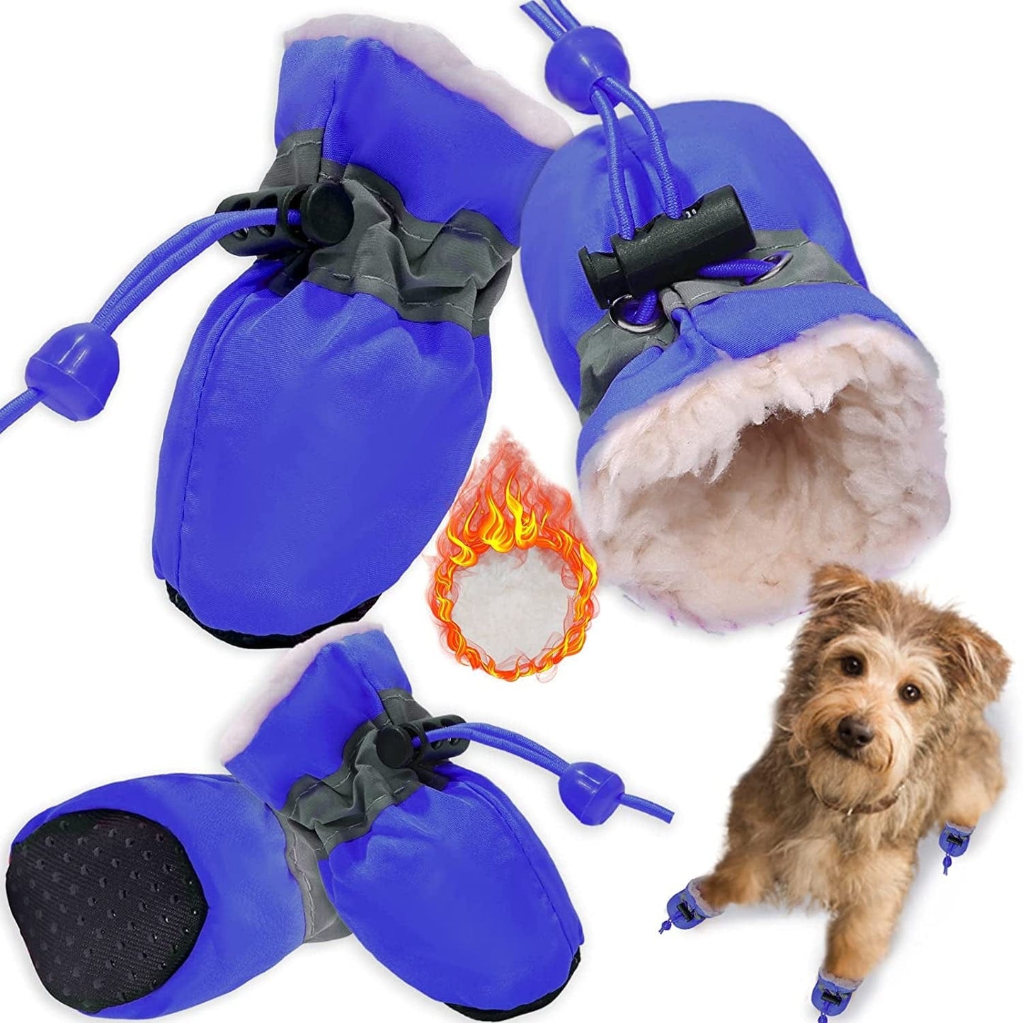 Dog Snow Boots Dog Shoes for Small Medium Size Dogs Booties Paw Protector Warm Pet Boots for Puppies 4Pcs Animals & Pet Supplies > Pet Supplies > Dog Supplies > Dog Apparel TEOZZO Blue Size 3: 1.37"(Width) 