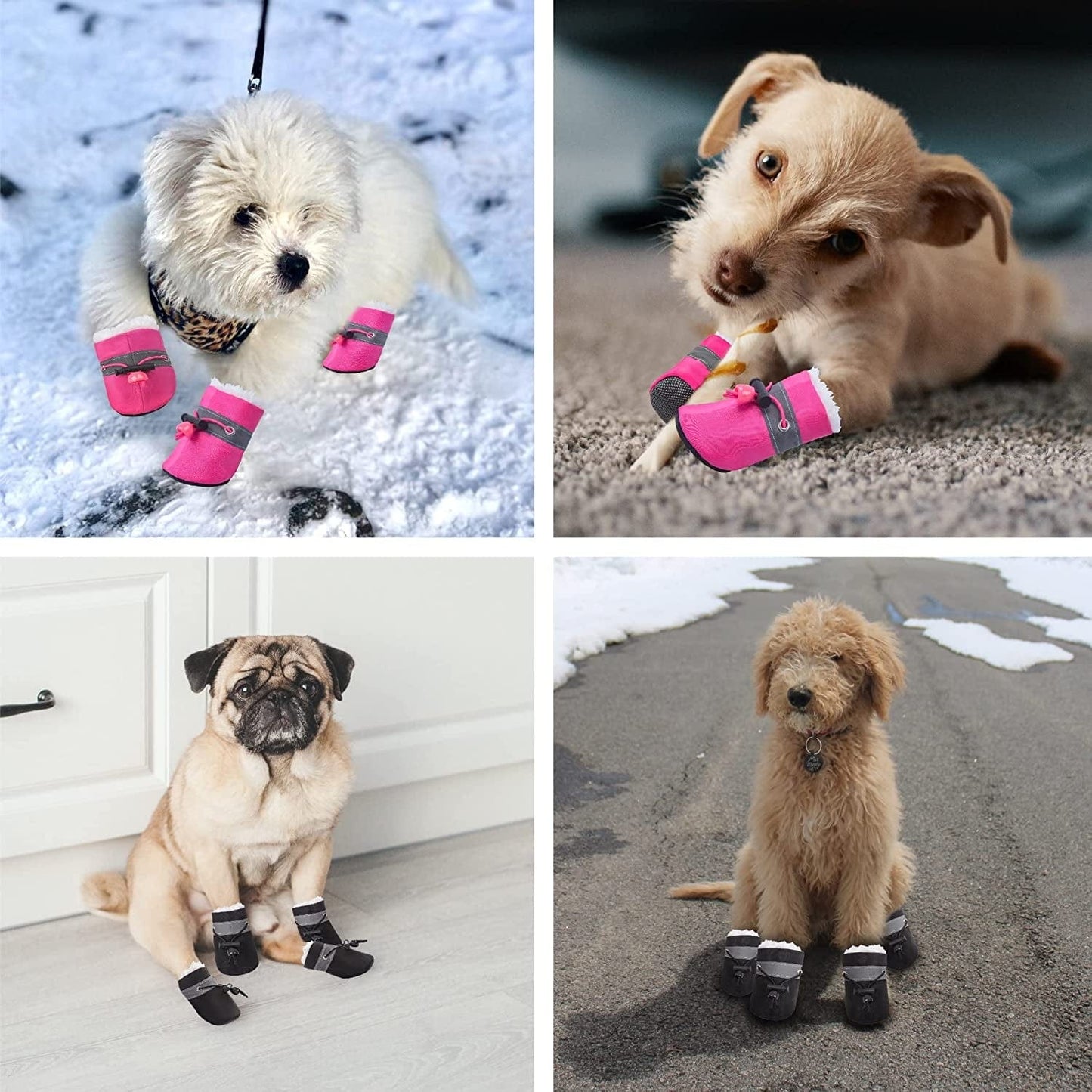 Dog Snow Boots with Fur Paw Protectors Shoes for Small Medium Size Dogs Winter Booties for Puppies 4Pcs B3 Animals & Pet Supplies > Pet Supplies > Dog Supplies > Dog Apparel BZAALOD   