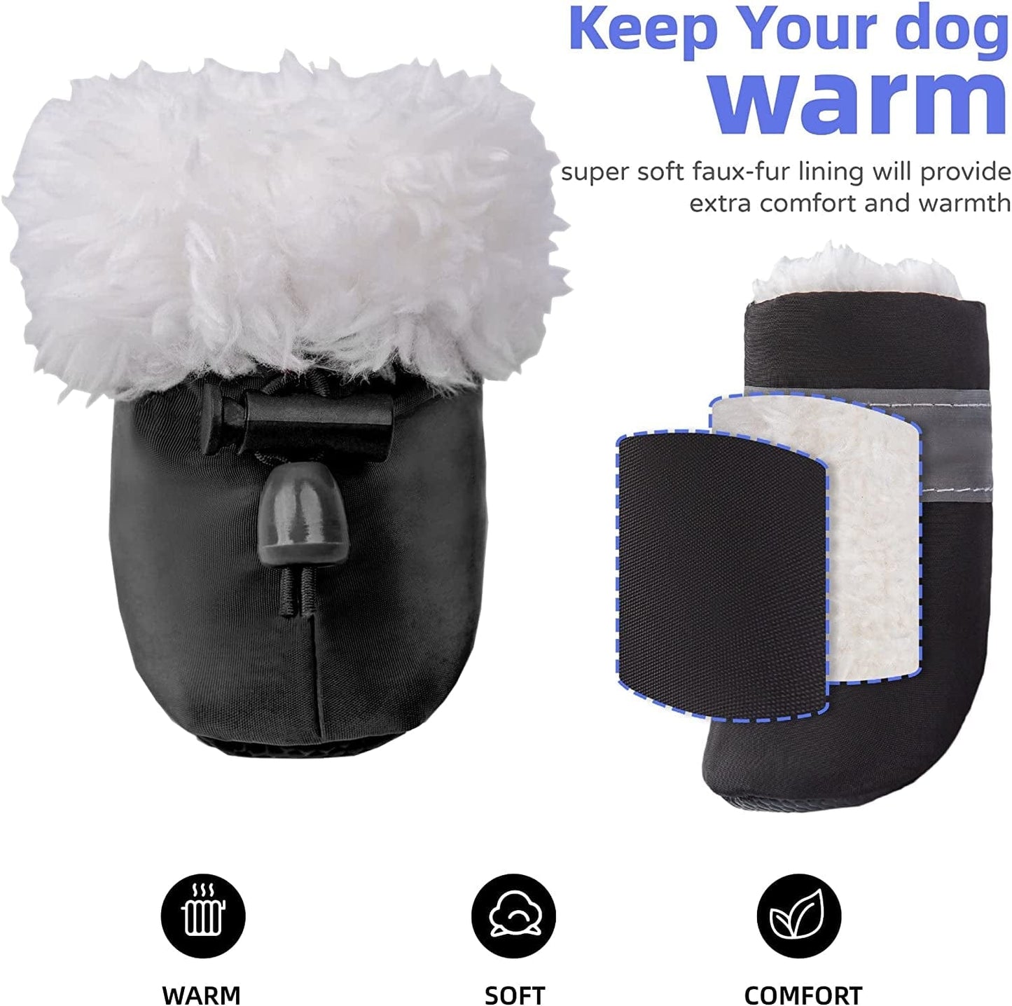 Dog Snow Boots with Fur Paw Protectors Shoes for Small Medium Size Dogs Winter Booties for Puppies 4Pcs B3 Animals & Pet Supplies > Pet Supplies > Dog Supplies > Dog Apparel BZAALOD   