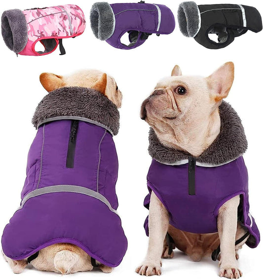 Dog Warm Coat, Doggie Winter Fleece Lining Turtleneck Jacket, Pet Reflective Cold Weather Waterproof Windproof Clothes, Classic Doggy Soft Vest Outfits, Pets Clothing for Small Medium Large Dogs Puppy Animals & Pet Supplies > Pet Supplies > Dog Supplies > Dog Apparel DORA BRIDAL Purple Medium 