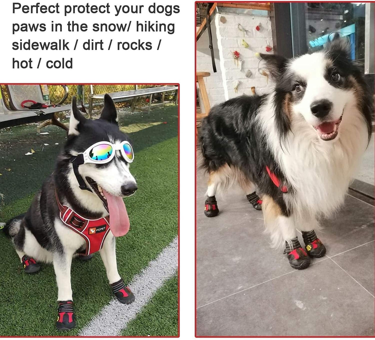 Dog Waterproof Boots, Dog Boots Paw Protector Breathable Dog Shoes Anti-Slip Dog Shoes with Reflective Straps Outdoor Winter Dog Booties for Medium Size and Large Dogs 4PCS Size 5: 2.7"X2.2"(Lw) Animals & Pet Supplies > Pet Supplies > Dog Supplies > Dog Apparel YILEGOU   