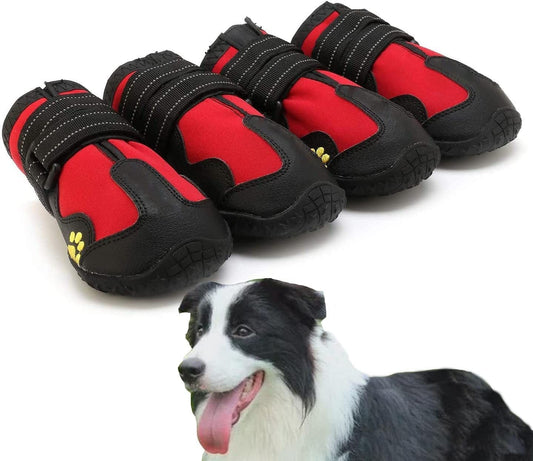 Dog Waterproof Boots, Dog Boots Paw Protector Breathable Dog Shoes Anti-Slip Dog Shoes with Reflective Straps Outdoor Winter Dog Booties for Medium Size and Large Dogs 4PCS Size 5: 2.7"X2.2"(Lw) Animals & Pet Supplies > Pet Supplies > Dog Supplies > Dog Apparel YILEGOU   