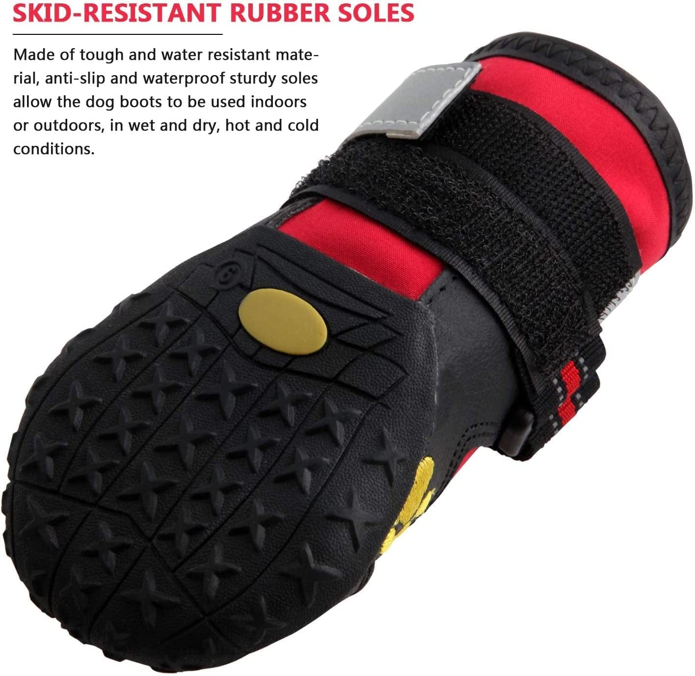Dog Waterproof Boots, Dog Boots Paw Protector Breathable Dog Shoes Anti-Slip Dog Shoes with Reflective Straps Outdoor Winter Dog Booties for Medium Size and Large Dogs 4PCS Size 5: 2.7"X2.2"(Lw) Animals & Pet Supplies > Pet Supplies > Dog Supplies > Dog Apparel YILEGOU   