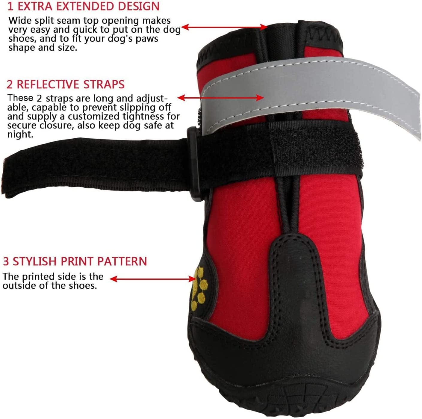 Dog Waterproof Boots, Dog Boots Paw Protector Breathable Dog Shoes Anti-Slip Dog Shoes with Reflective Straps Outdoor Winter Dog Booties for Medium Size and Large Dogs 4PCS Size 5: 2.7"X2.2"(Lw) Animals & Pet Supplies > Pet Supplies > Dog Supplies > Dog Apparel YILEGOU   