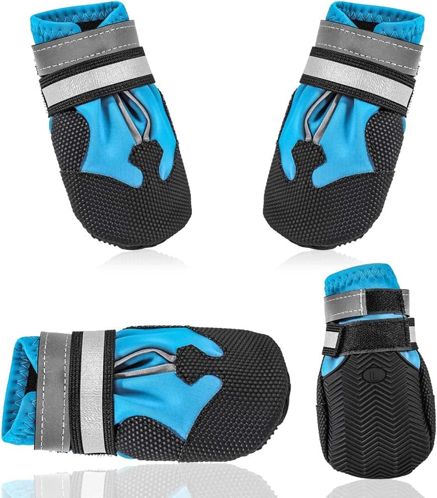 Dog Waterproof Boots Shoes Anti-Slip Booties, with Adjustable Strap and Reflective Strip, Premium Paw Protector Fit for Medium and Large Dogs(4Pcs) Animals & Pet Supplies > Pet Supplies > Dog Supplies > Dog Apparel AblePet L ( 2.56″ width )  