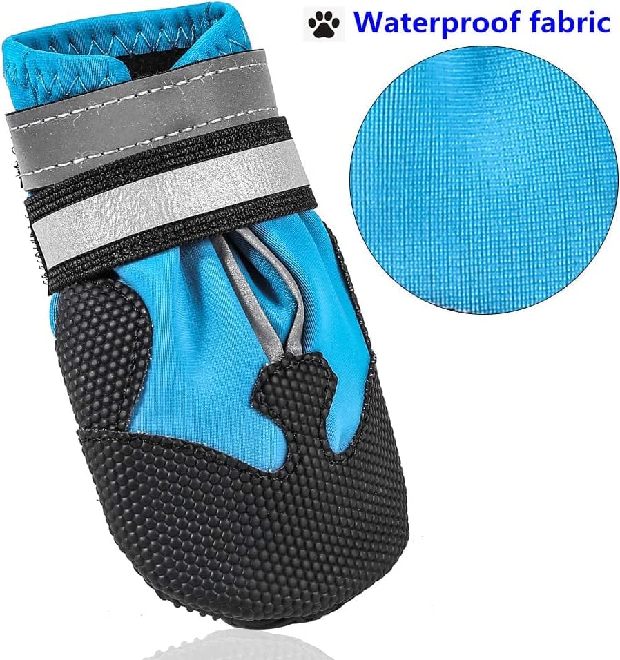 Dog Waterproof Boots Shoes Anti-Slip Booties, with Adjustable Strap and Reflective Strip, Premium Paw Protector Fit for Medium and Large Dogs(4Pcs) Animals & Pet Supplies > Pet Supplies > Dog Supplies > Dog Apparel AblePet   