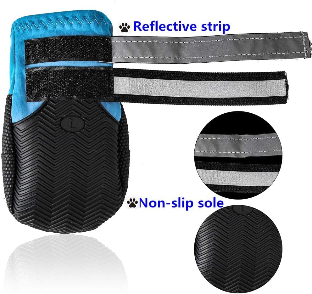 Dog Waterproof Boots Shoes Anti-Slip Booties, with Adjustable Strap and Reflective Strip, Premium Paw Protector Fit for Medium and Large Dogs(4Pcs) Animals & Pet Supplies > Pet Supplies > Dog Supplies > Dog Apparel AblePet   