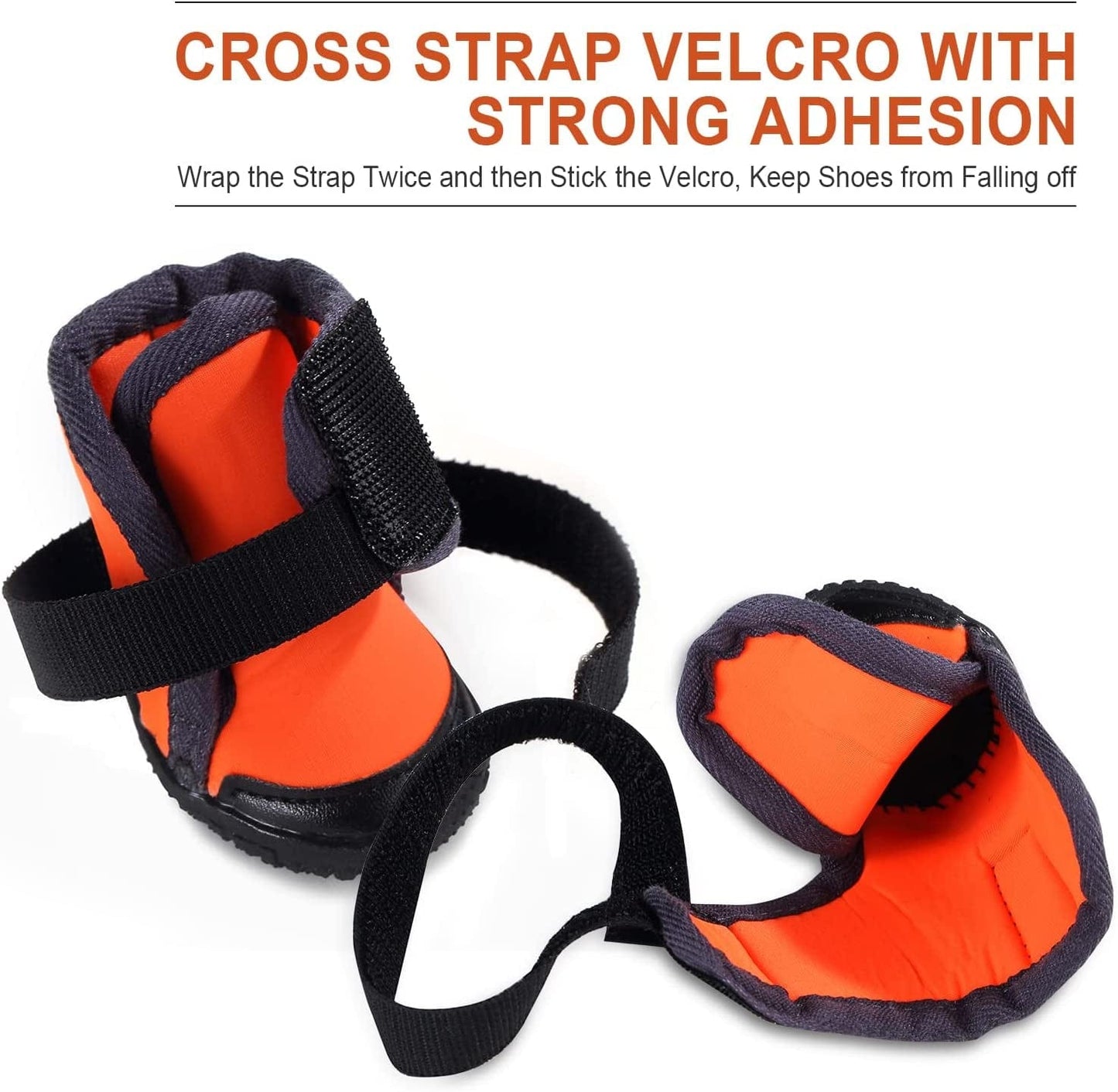 Dog Winter Boots Waterproof Anti-Slip Rain/Snow Outdoor Dog Shoes, Paw Protectors for Small Medium Large Dogs Walking Running Dog Booties 4PCS (Orange, Size 5: 2.4''X2.1'' (L*W)) Animals & Pet Supplies > Pet Supplies > Dog Supplies > Dog Apparel Dtxioxg   