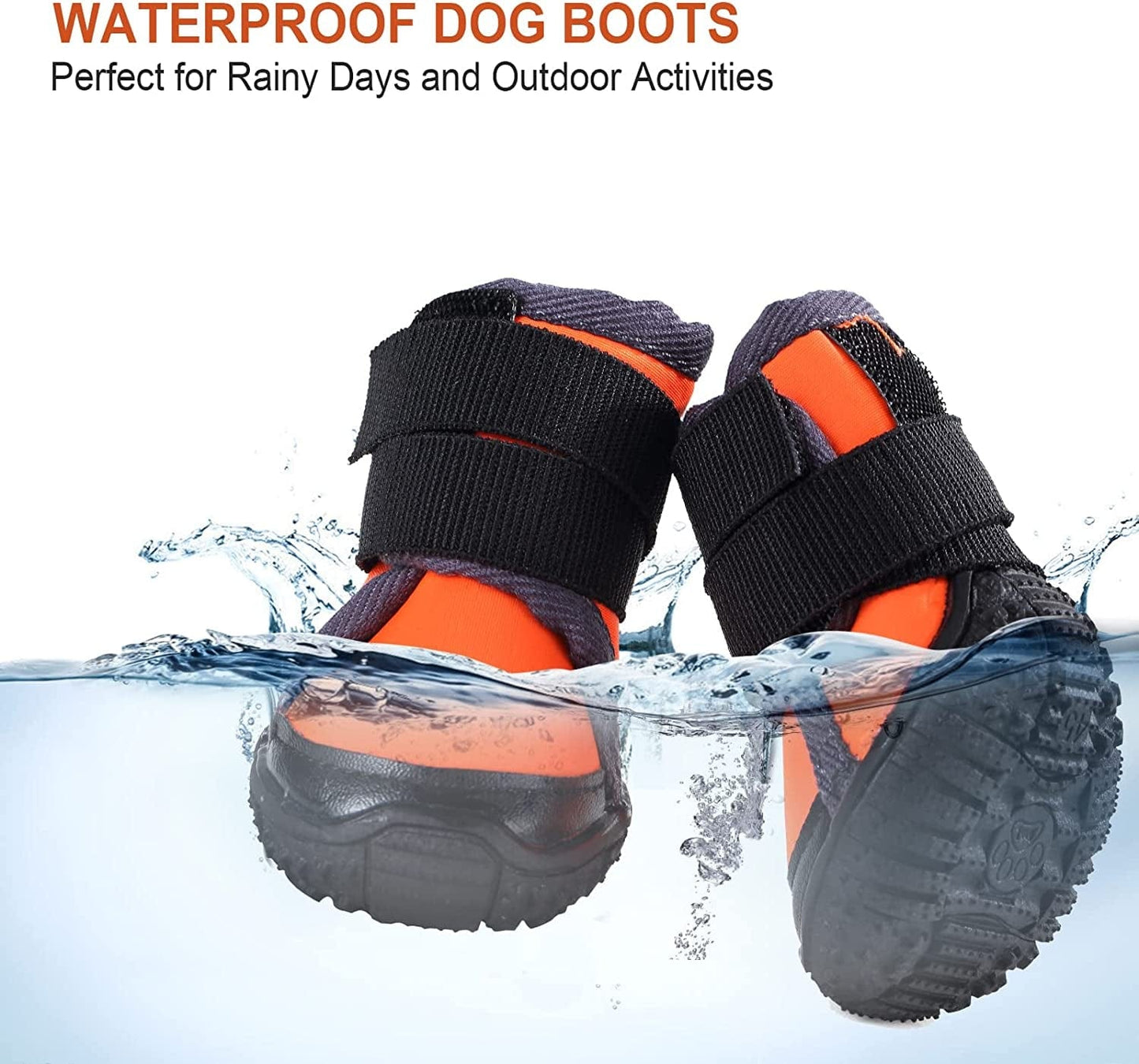Dog Winter Boots Waterproof Anti-Slip Rain/Snow Outdoor Dog Shoes, Paw Protectors for Small Medium Large Dogs Walking Running Dog Booties 4PCS (Orange, Size 5: 2.4''X2.1'' (L*W)) Animals & Pet Supplies > Pet Supplies > Dog Supplies > Dog Apparel Dtxioxg   