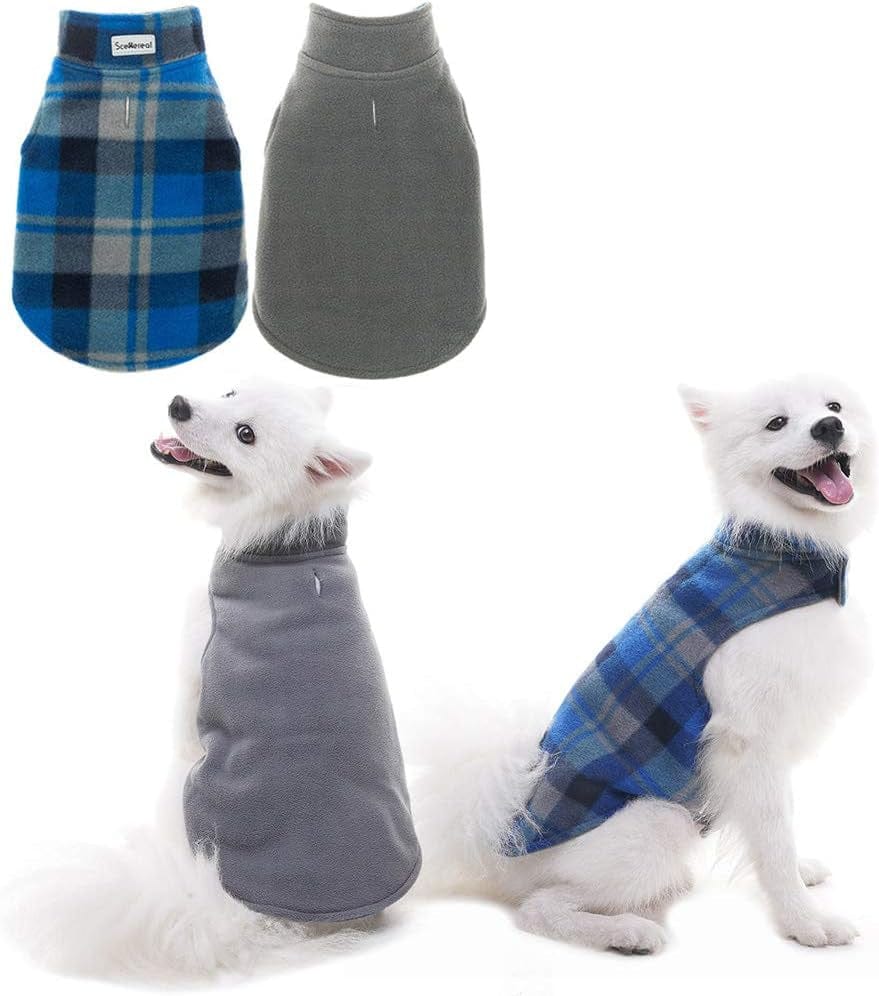 Dog Winter Coat Clothes Reversible Fleece Jacket Warm Coats Windproof Christmas Costume Xmas Gifts for Cold Weather Wearing Animals & Pet Supplies > Pet Supplies > Dog Supplies > Dog Apparel SAILE Blue/Grey Medium 