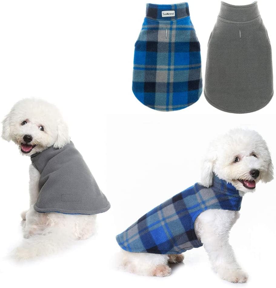 Dog Winter Coat Clothes Reversible Fleece Jacket Warm Coats Windproof Christmas Costume Xmas Gifts for Cold Weather Wearing Animals & Pet Supplies > Pet Supplies > Dog Supplies > Dog Apparel SAILE Blue/Grey X-Small (Pack of 1) 