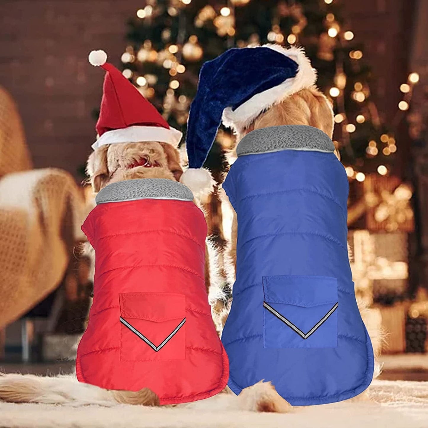 Dog Winter Coat, Dog Jacket with Pocket and Reflective Strip, Windproof Waterproof Dog Sweater, Puppy Clothes Warm Pet Winter Vest for Small Medium Extra Large Dogs Pet (Blue, XL) Animals & Pet Supplies > Pet Supplies > Dog Supplies > Dog Apparel Petglad   