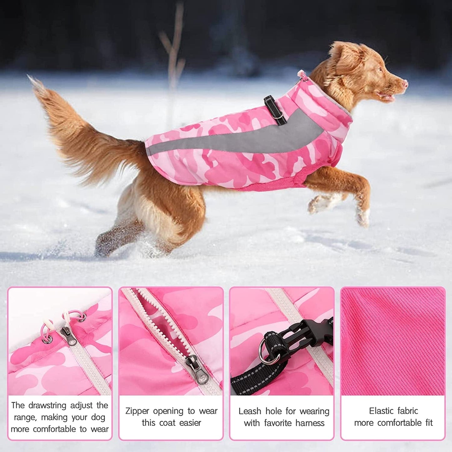 Dog Winter Coat, FUAMEY Soft Fleece Lined Warm Dog Jacket Winter Waterproof Windproof Camouflage Dog Fleece Vest for Cold Weather, Reflective Cozy Dog Coat Dog Apparel for Small Medium Large Dogs Animals & Pet Supplies > Pet Supplies > Dog Supplies > Dog Apparel FUAMEY   