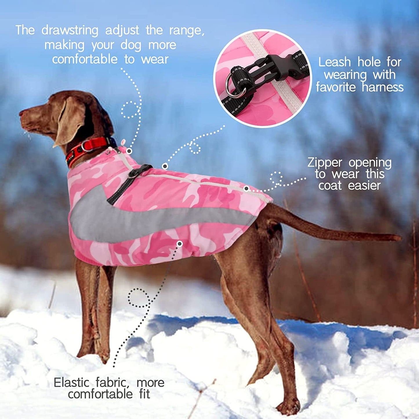 Dog Winter Coat, FUAMEY Soft Fleece Lined Warm Dog Jacket Winter Waterproof Windproof Camouflage Dog Fleece Vest for Cold Weather, Reflective Cozy Dog Coat Dog Apparel for Small Medium Large Dogs Animals & Pet Supplies > Pet Supplies > Dog Supplies > Dog Apparel FUAMEY   