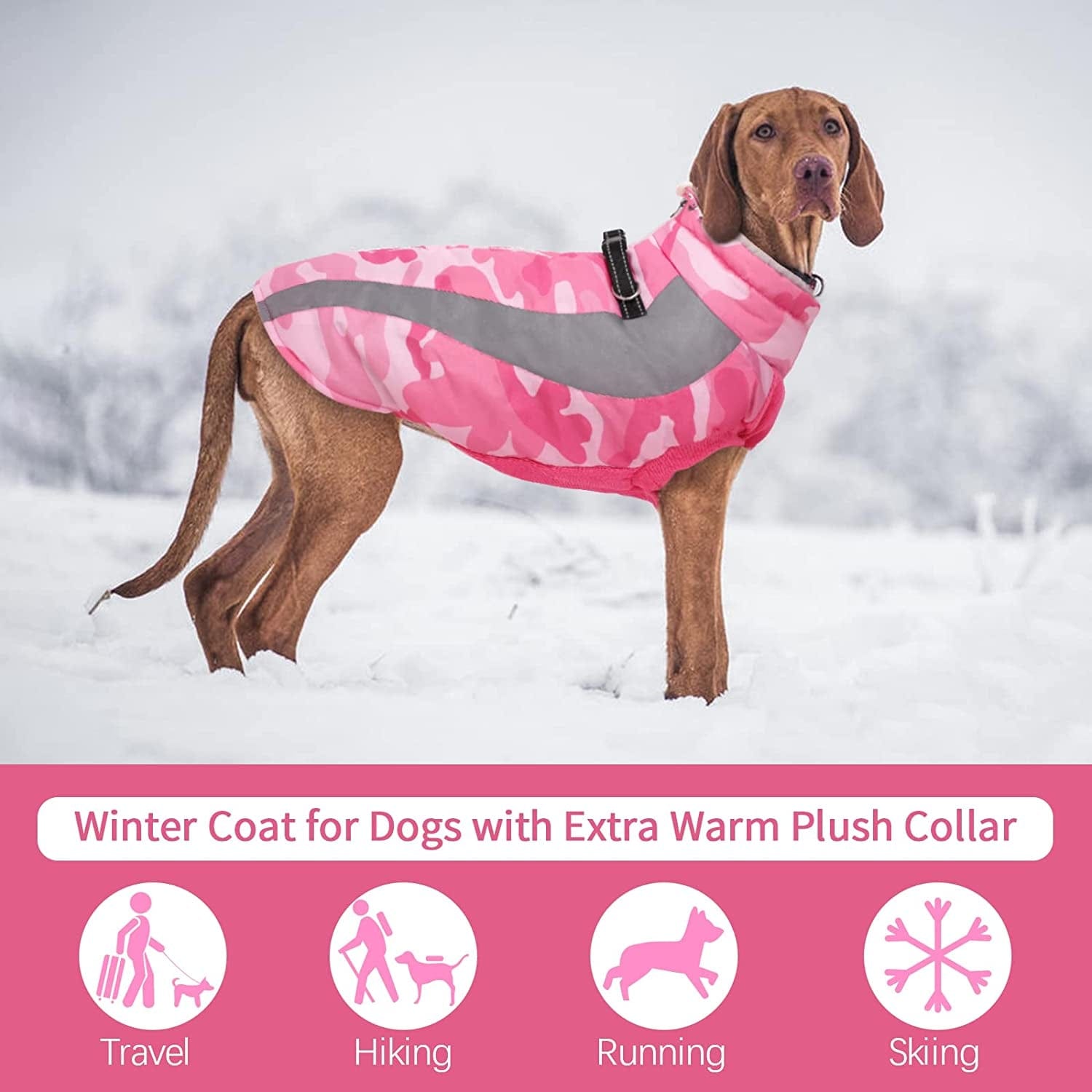 Dog Winter Coat, FUAMEY Soft Fleece Lined Warm Dog Jacket Winter Waterproof Windproof Camouflage Dog Fleece Vest for Cold Weather, Reflective Cozy Dog Coat Dog Apparel for Small Medium Large Dogs Animals & Pet Supplies > Pet Supplies > Dog Supplies > Dog Apparel FUAMEY   