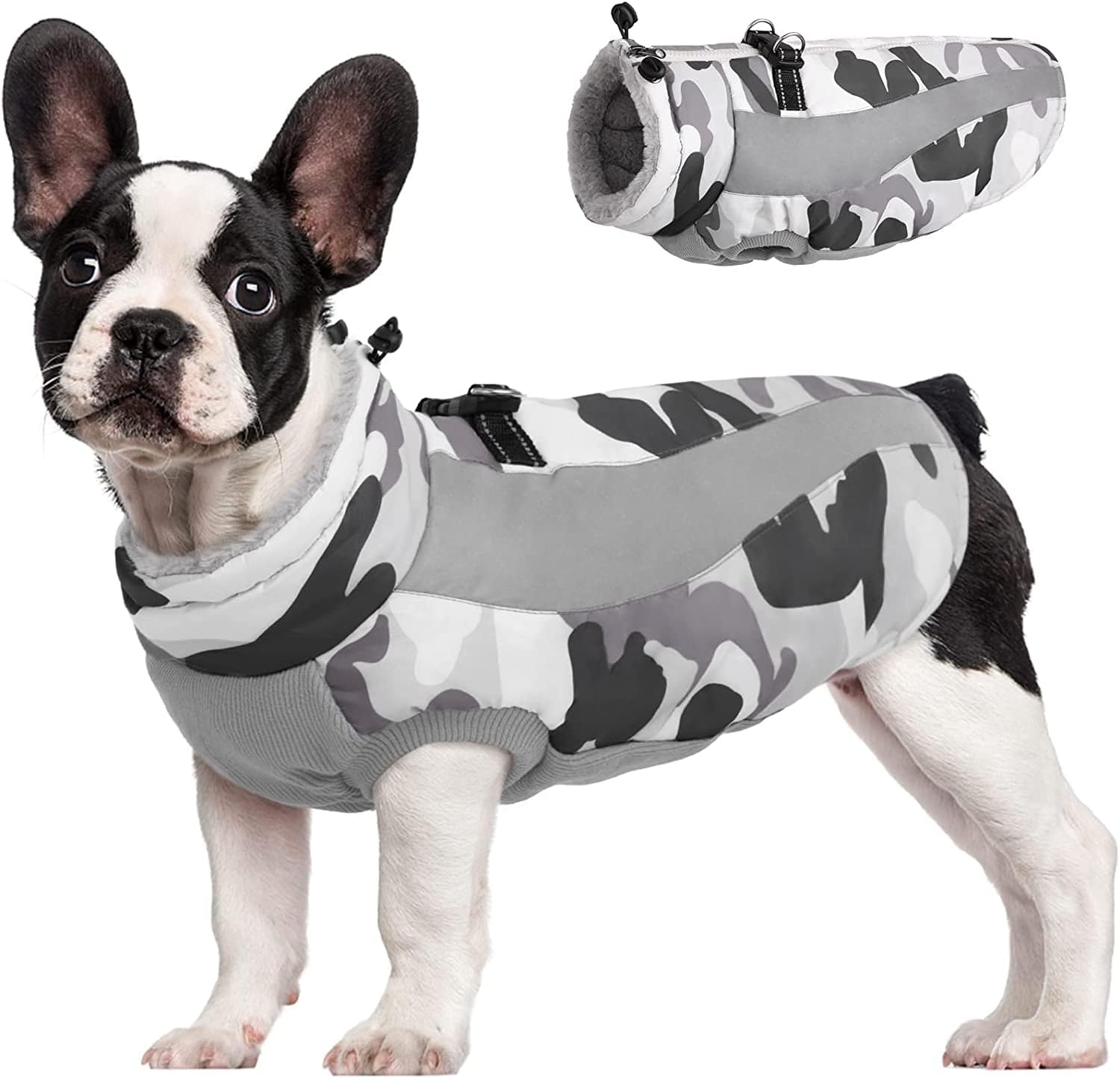 Dog Winter Coat, FUAMEY Soft Fleece Lined Warm Dog Jacket Winter Waterproof Windproof Camouflage Dog Fleece Vest for Cold Weather, Reflective Cozy Dog Coat Dog Apparel for Small Medium Large Dogs Animals & Pet Supplies > Pet Supplies > Dog Supplies > Dog Apparel FUAMEY grey Medium(chest:21in) 