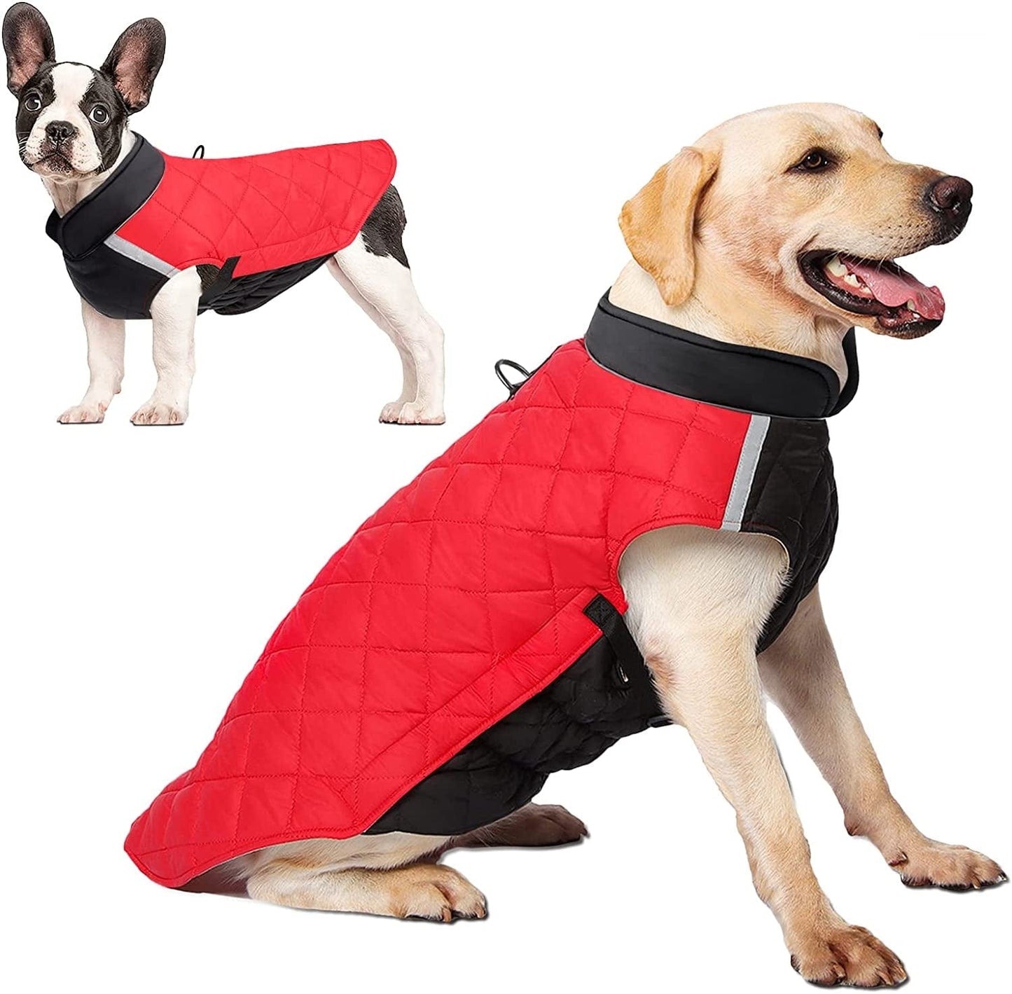 Dog Winter Coat Quilted Adjustable Snowsuit Reflective Warm Fleece Jacket Waterproof Windproof Dog Cold Weather Clothes Vest Apparel for Dog Gray+Blue L Animals & Pet Supplies > Pet Supplies > Dog Supplies > Dog Apparel SunnyLisa Red+Black M（Chest16.1'',Neck11'',Back10.2''） 